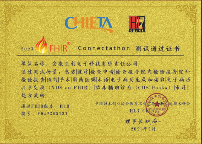 FHIR Connectathon測(cè)試通過(guò)證書(shū)